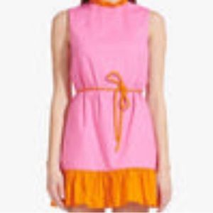 STAUD Carolina Dress Sleeveless Pink and Orange
